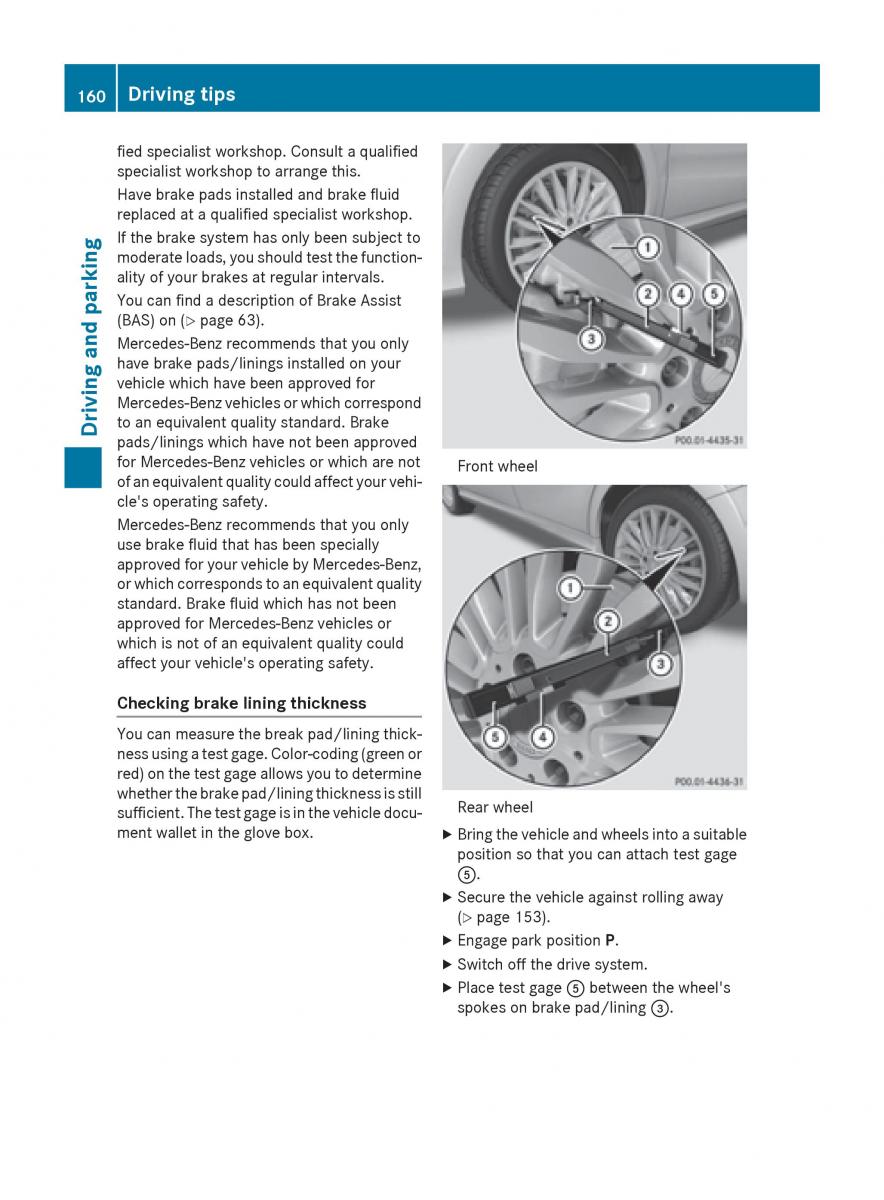 Mercedes Benz B Class W246 owners manual / page 162