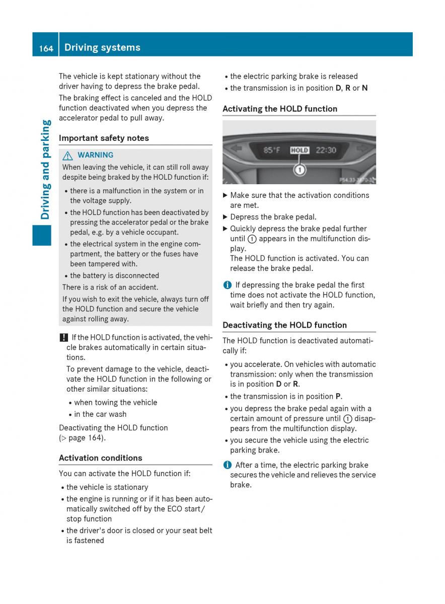 Mercedes Benz B Class W246 owners manual / page 166