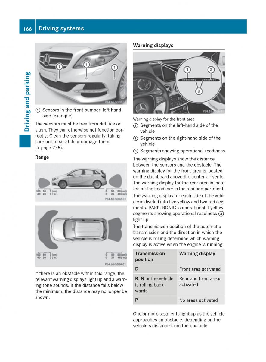 Mercedes Benz B Class W246 owners manual / page 168