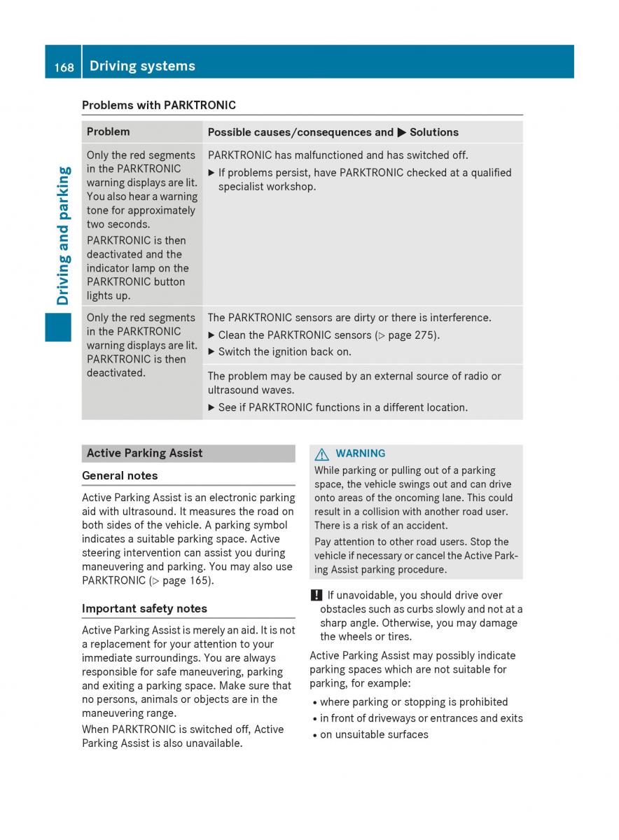 Mercedes Benz B Class W246 owners manual / page 170