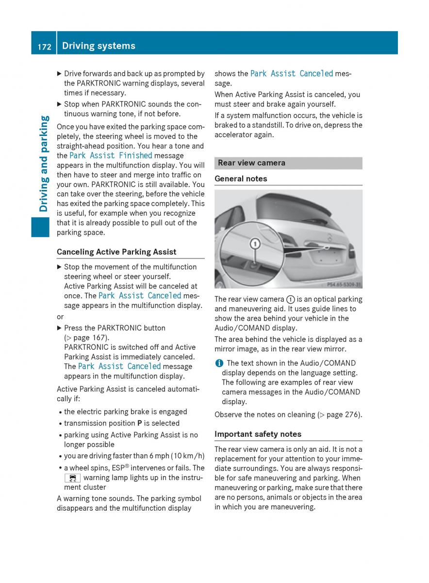 Mercedes Benz B Class W246 owners manual / page 174