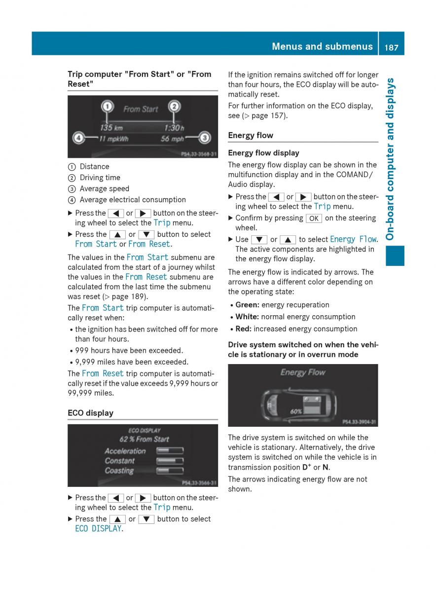 Mercedes Benz B Class W246 owners manual / page 189