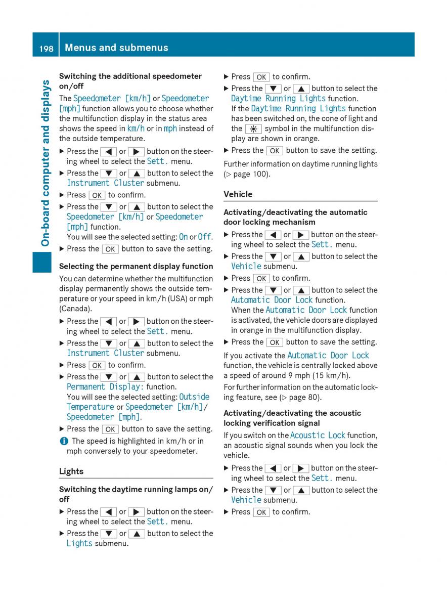 Mercedes Benz B Class W246 owners manual / page 200