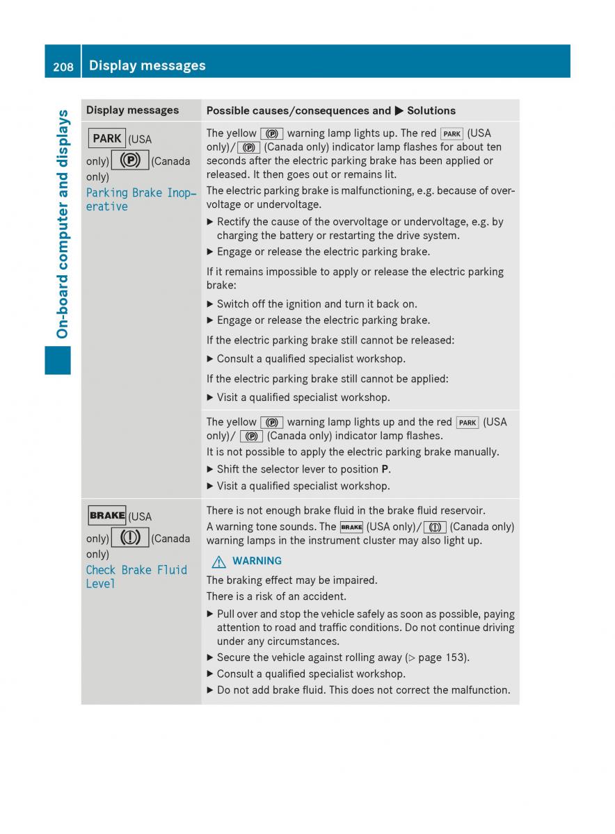 Mercedes Benz B Class W246 owners manual / page 210