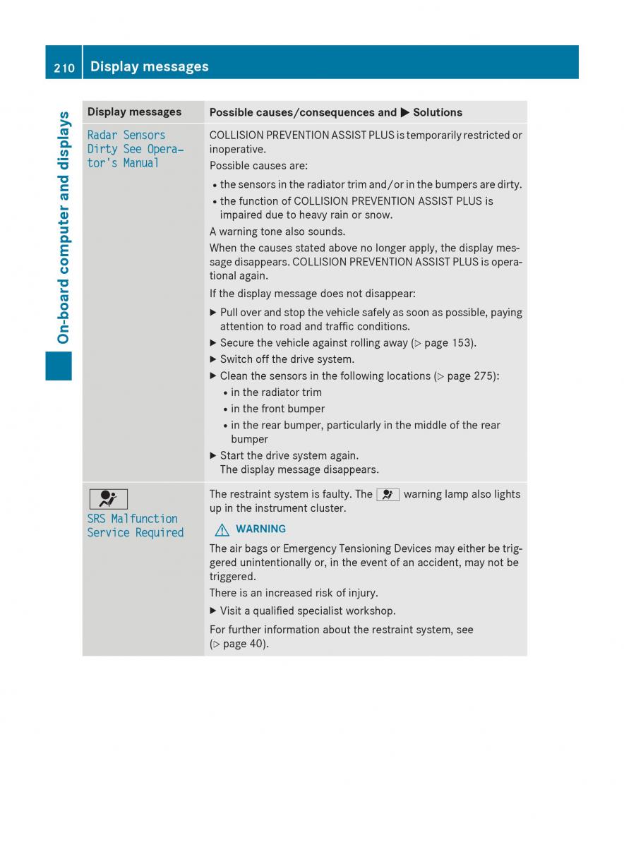 Mercedes Benz B Class W246 owners manual / page 212