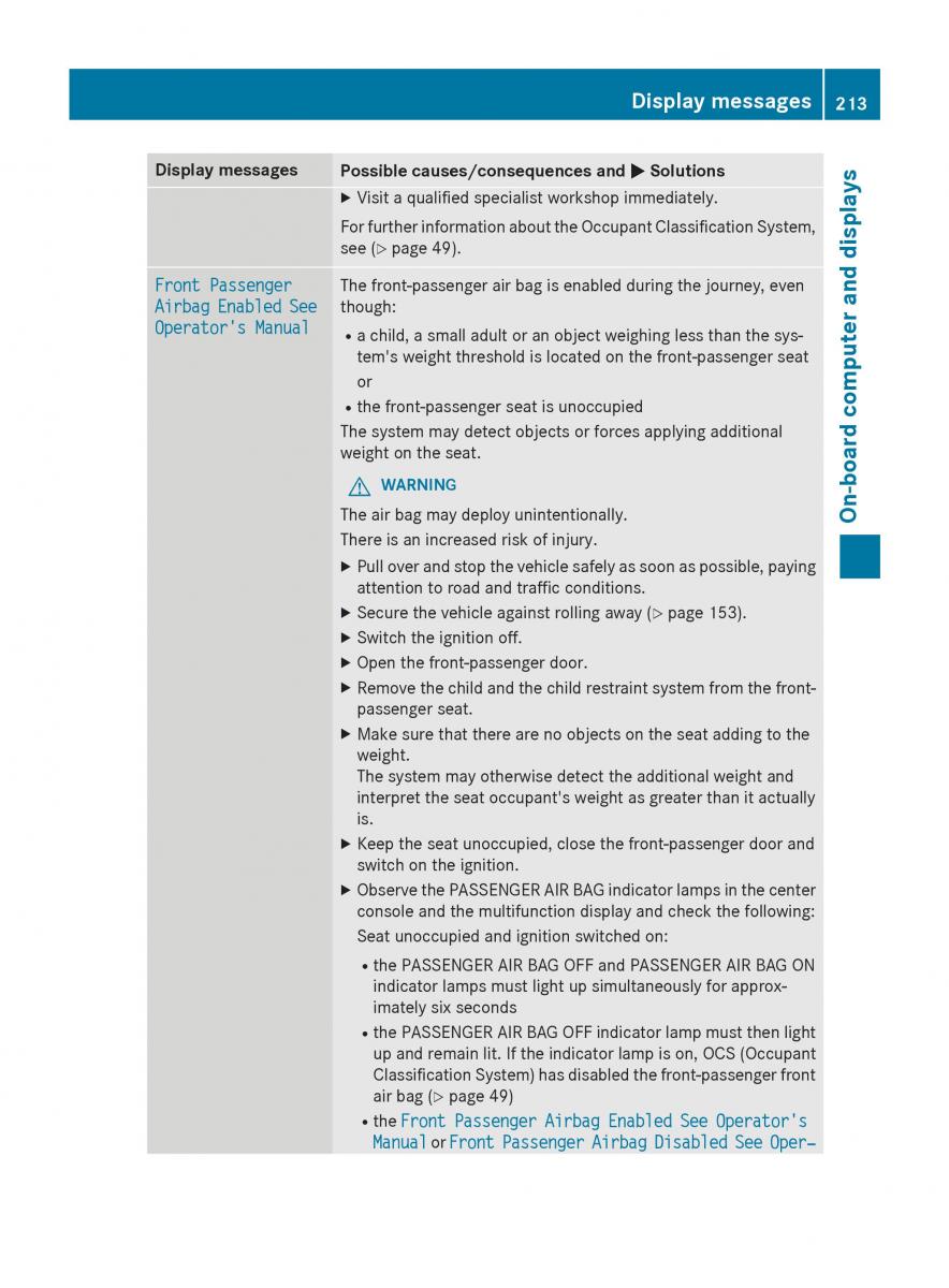 Mercedes Benz B Class W246 owners manual / page 215