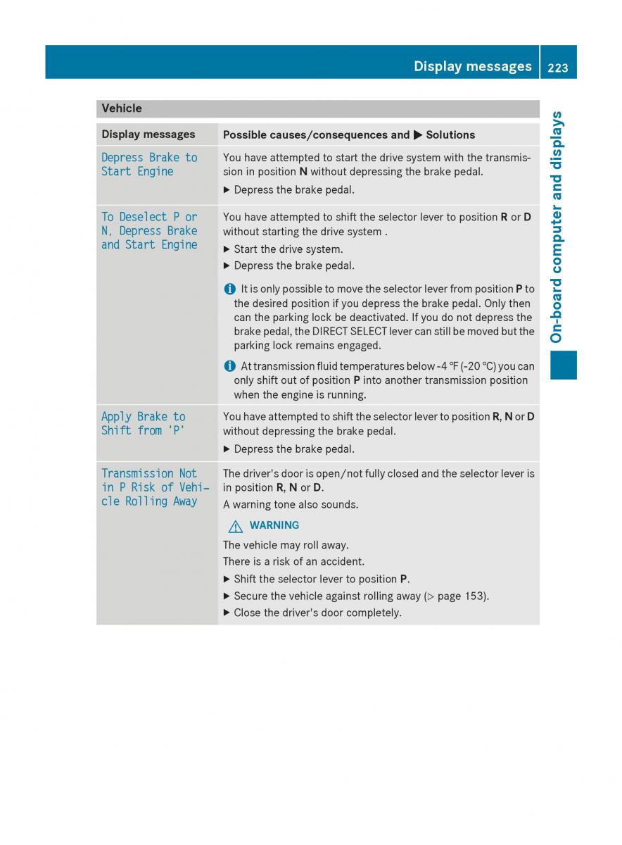 Mercedes Benz B Class W246 owners manual / page 225