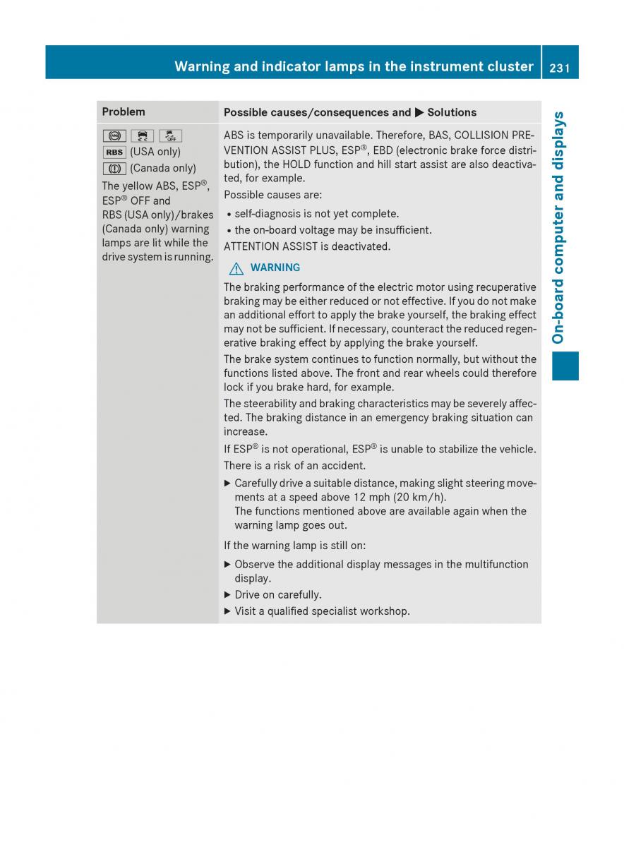 Mercedes Benz B Class W246 owners manual / page 233