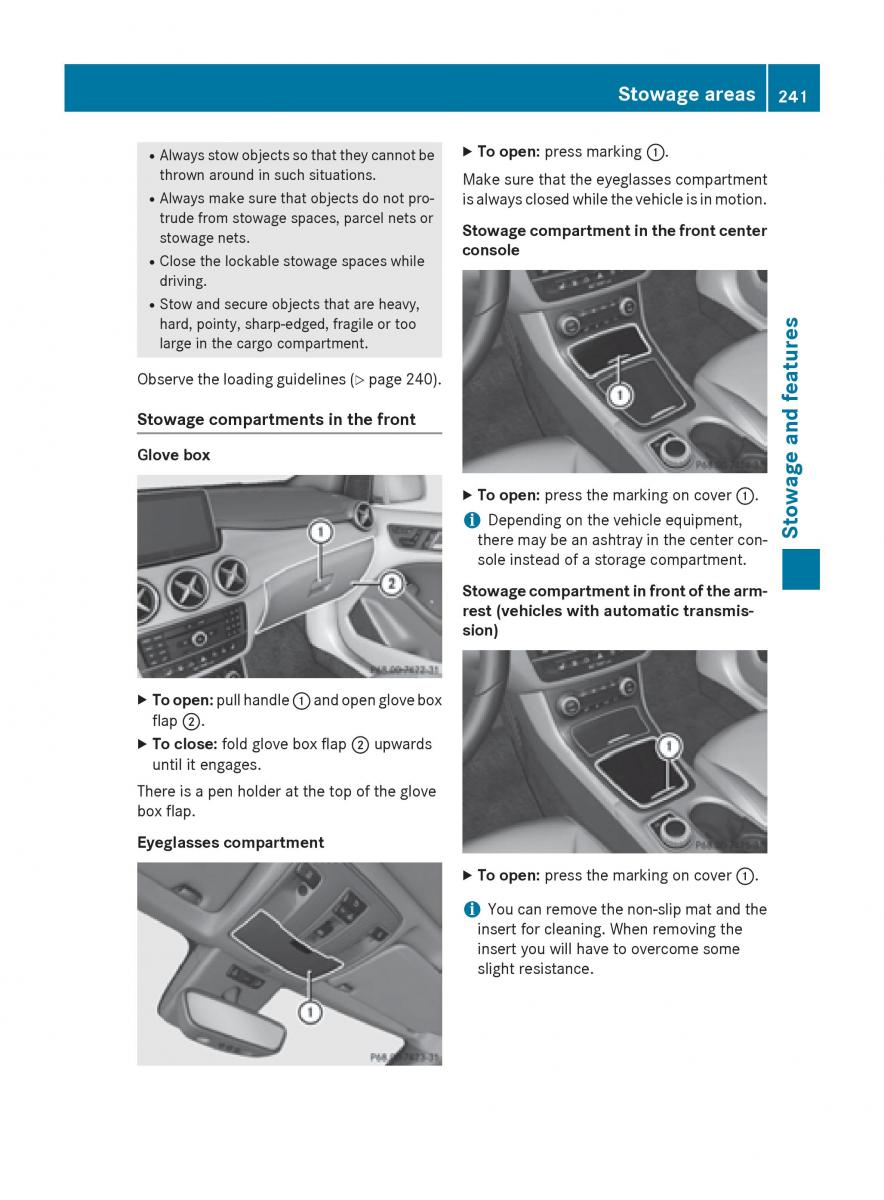 Mercedes Benz B Class W246 owners manual / page 243