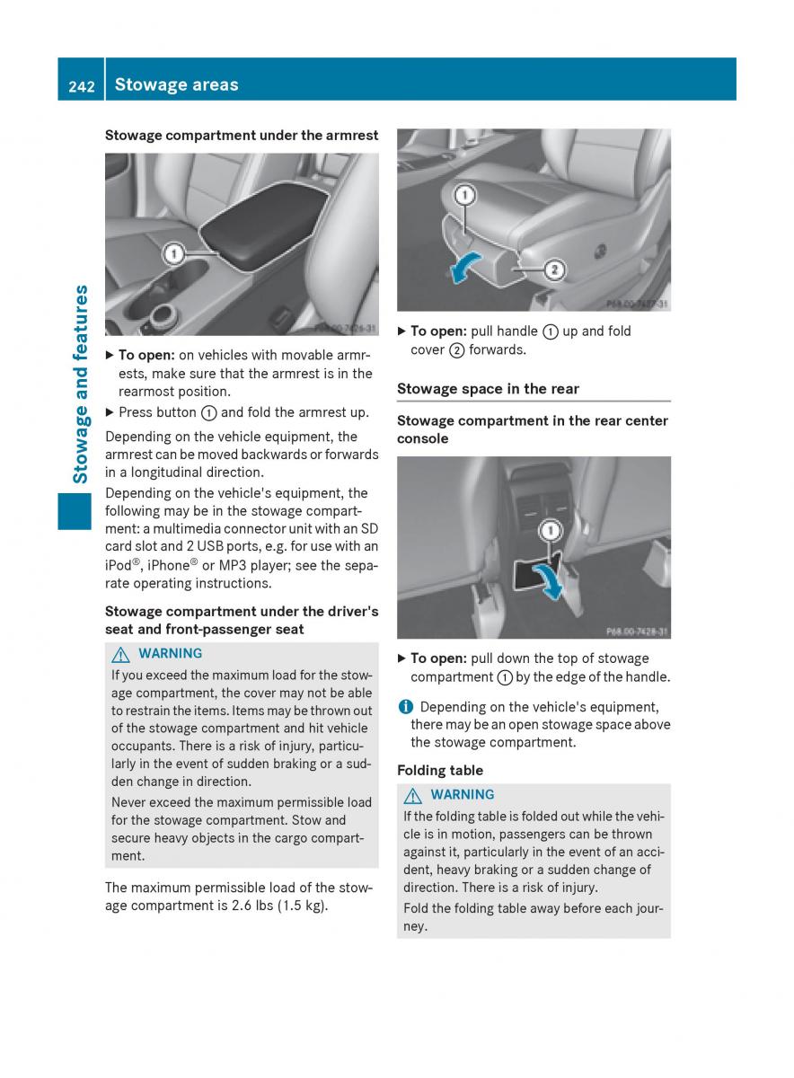 Mercedes Benz B Class W246 owners manual / page 244