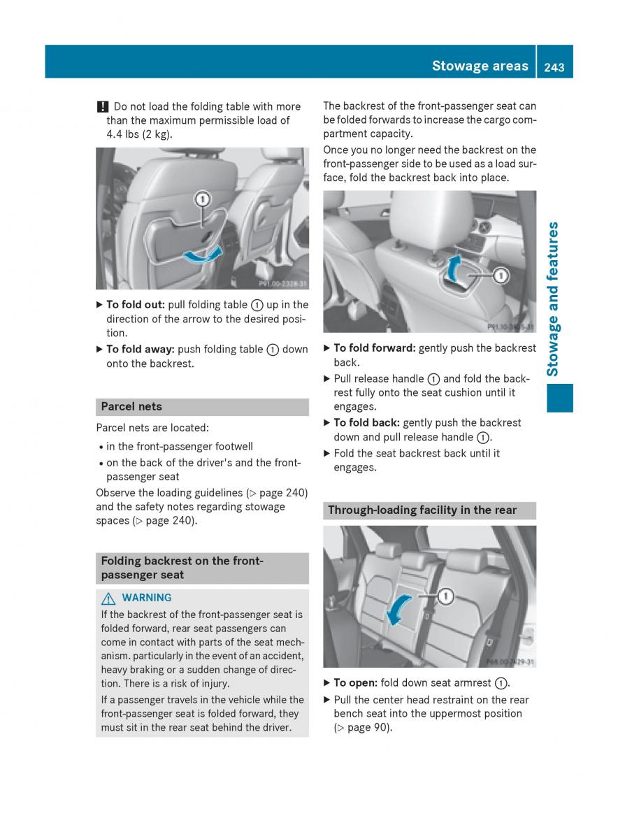 Mercedes Benz B Class W246 owners manual / page 245