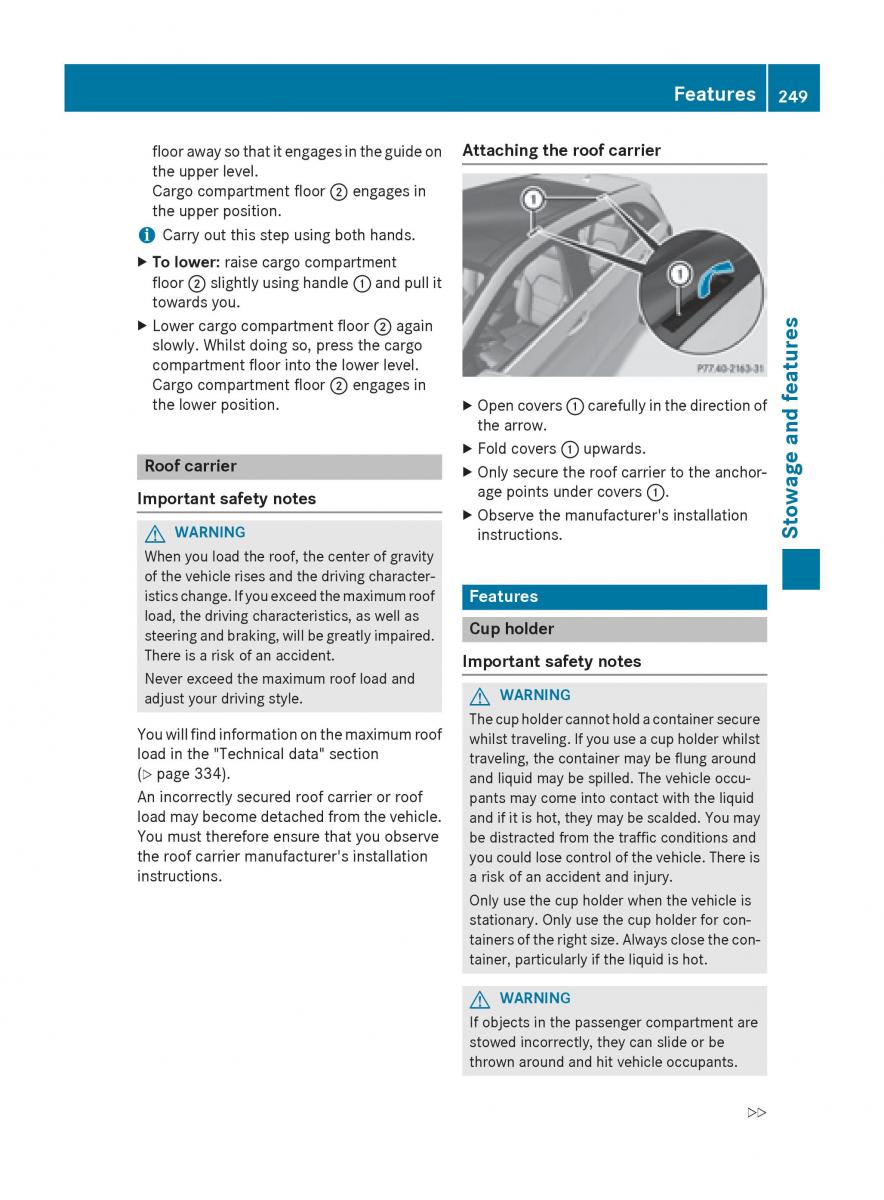 Mercedes Benz B Class W246 owners manual / page 251