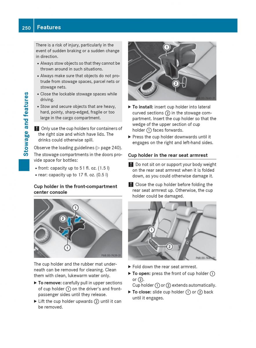 Mercedes Benz B Class W246 owners manual / page 252