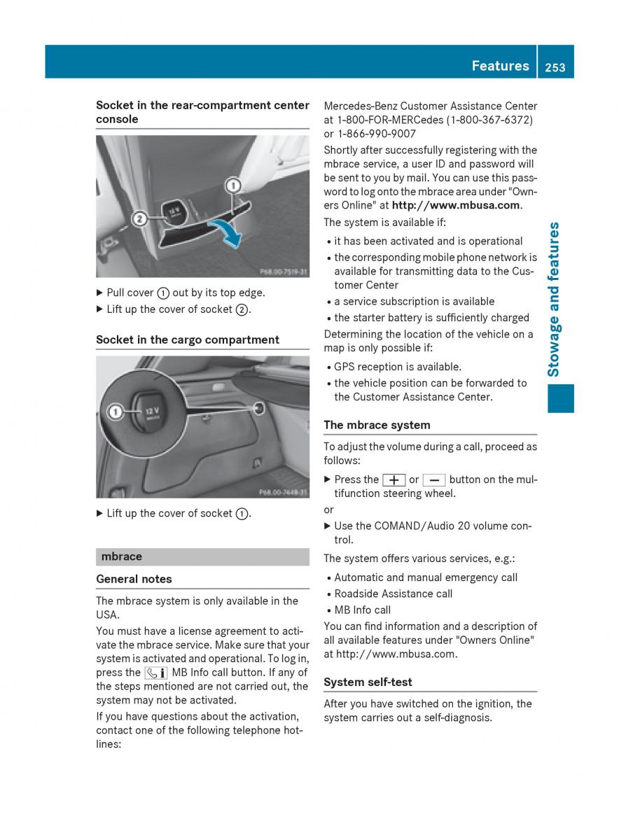 Mercedes Benz B Class W246 owners manual / page 255