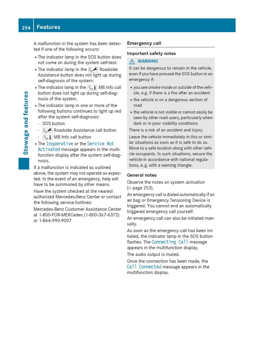 Mercedes Benz B Class W246 owners manual / page 256