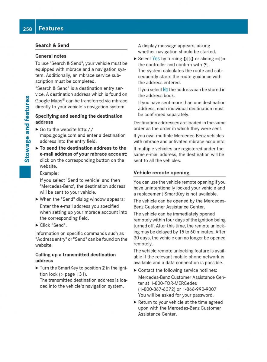 Mercedes Benz B Class W246 owners manual / page 260