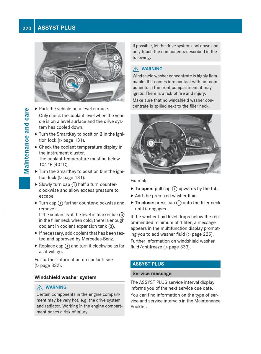 Mercedes Benz B Class W246 owners manual / page 272