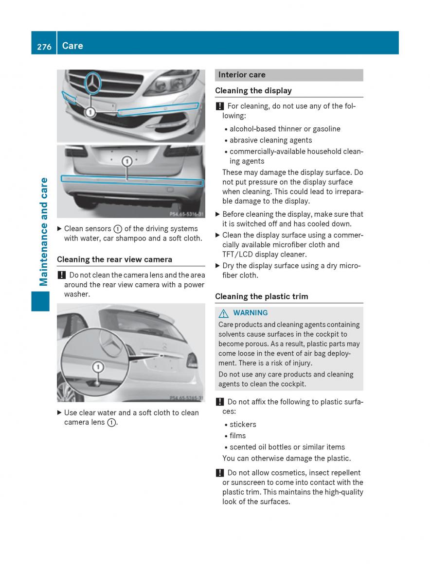 Mercedes Benz B Class W246 owners manual / page 278