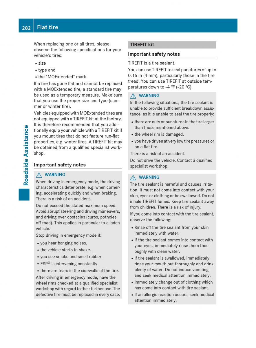 Mercedes Benz B Class W246 owners manual / page 284