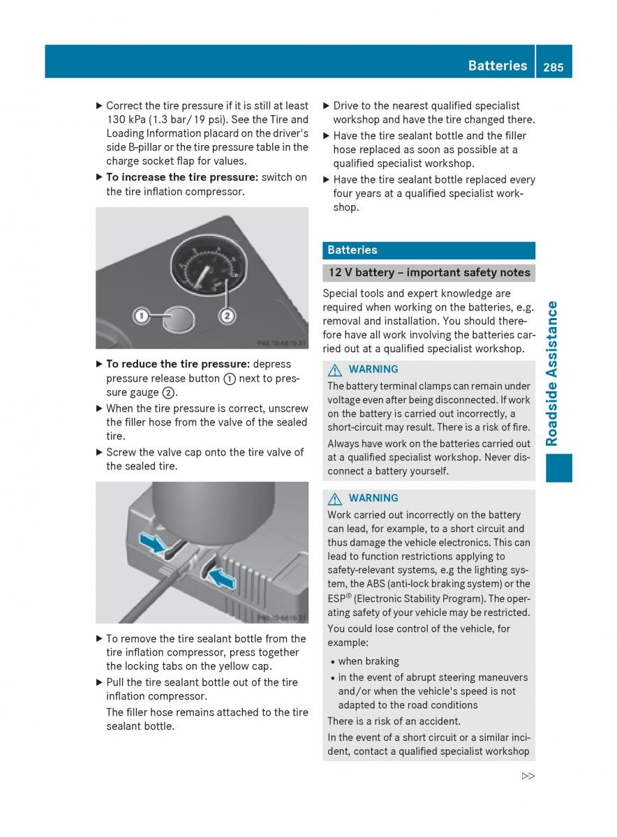 Mercedes Benz B Class W246 owners manual / page 287