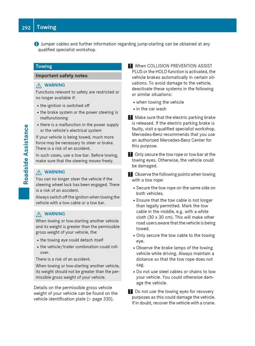 Mercedes Benz B Class W246 owners manual / page 294