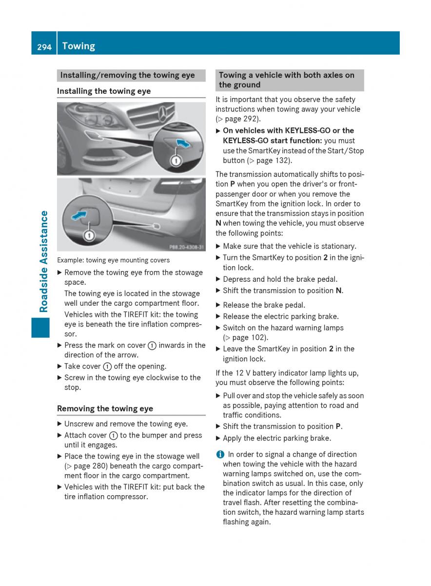 Mercedes Benz B Class W246 owners manual / page 296