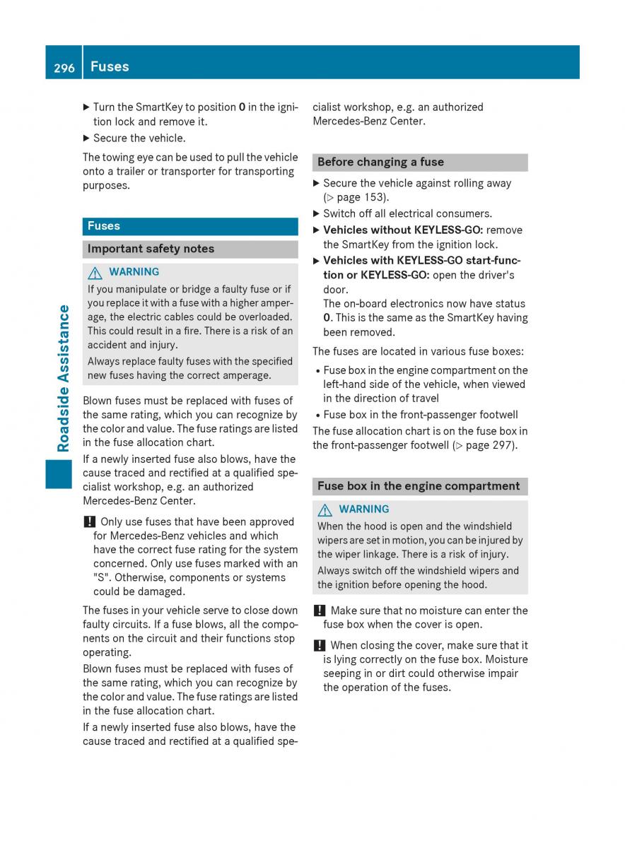 Mercedes Benz B Class W246 owners manual / page 298