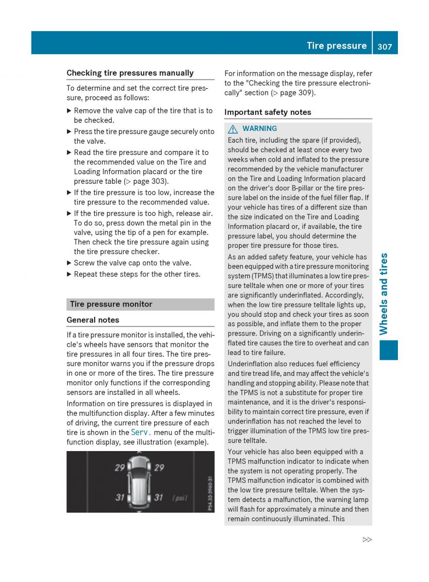 Mercedes Benz B Class W246 owners manual / page 309