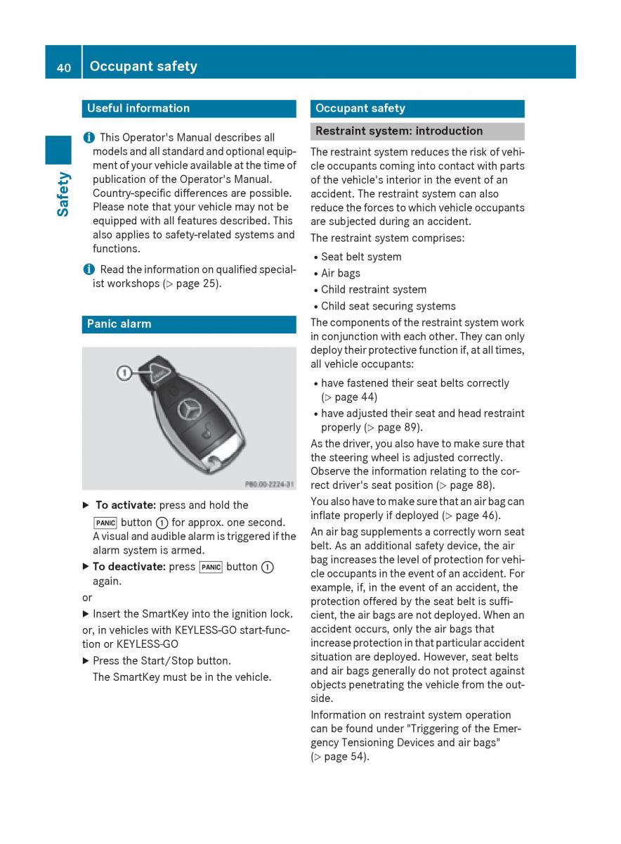 Mercedes Benz B Class W246 owners manual / page 42