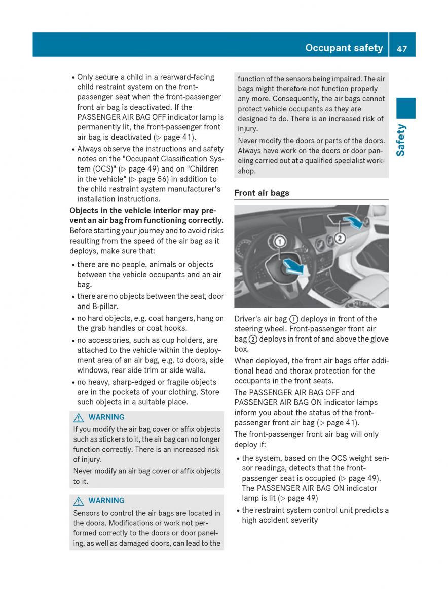 Mercedes Benz B Class W246 owners manual / page 49