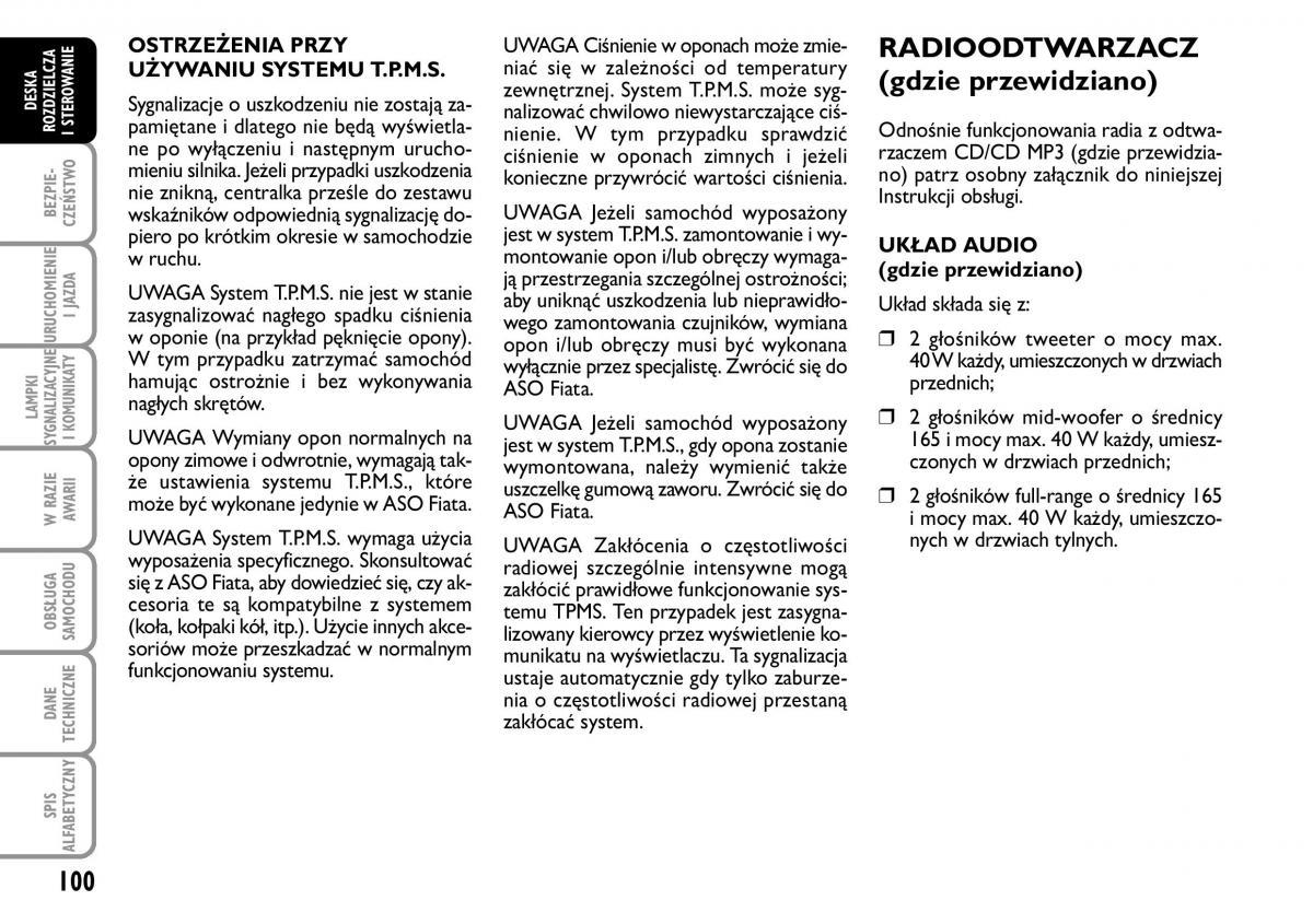 Fiat Croma instrukcja obslugi / page 101