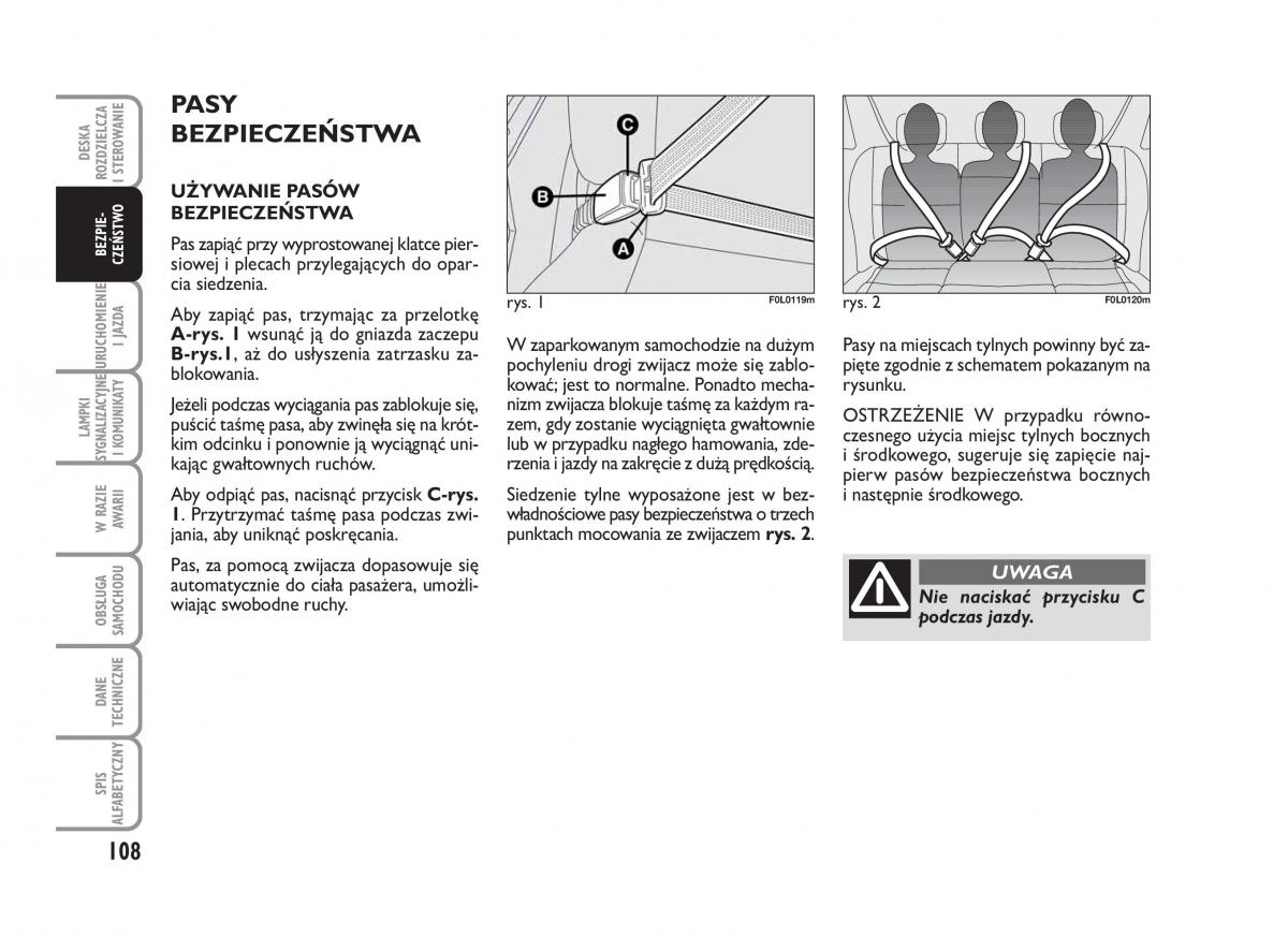 Fiat Croma instrukcja obslugi / page 109