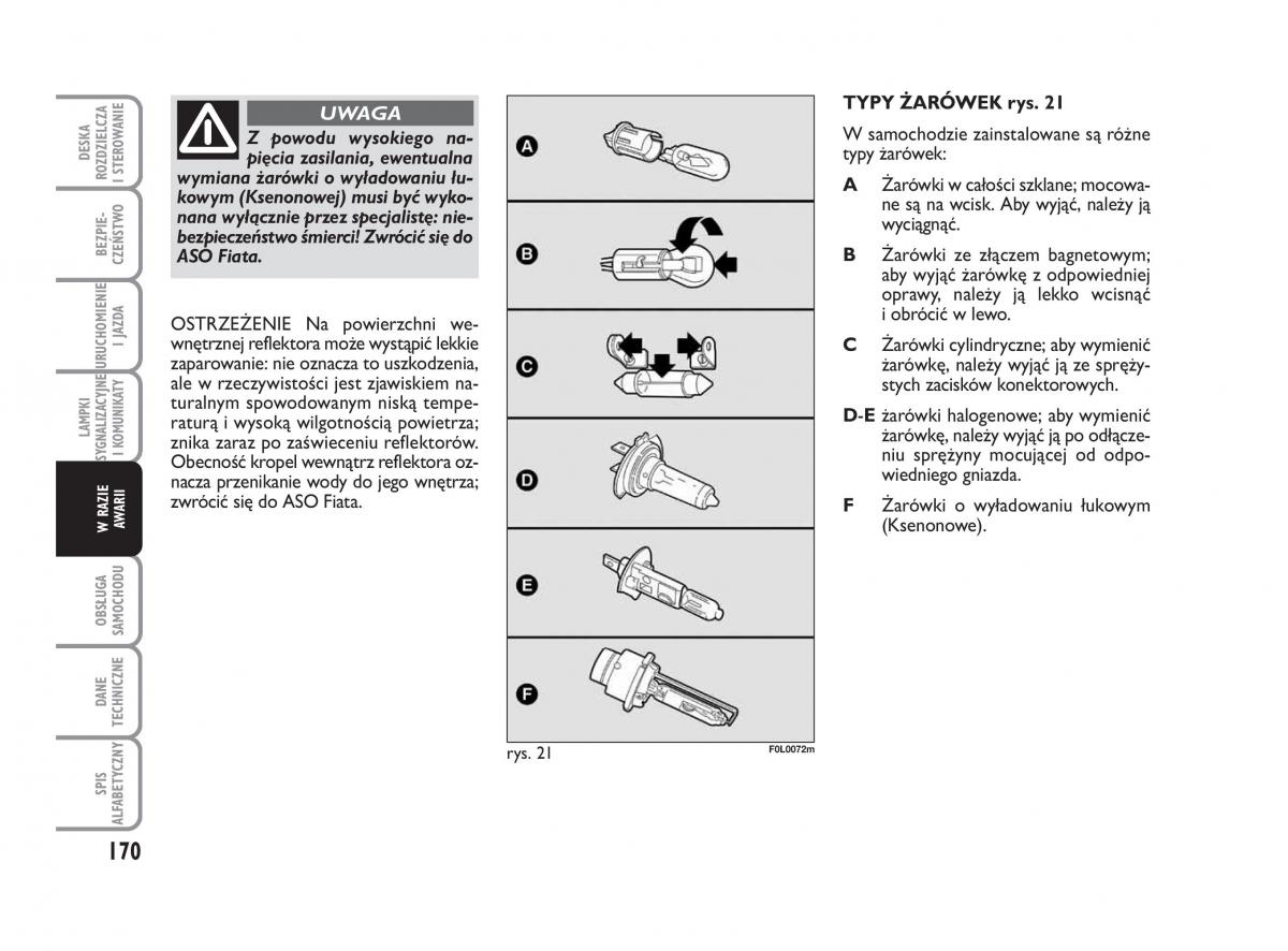 Fiat Croma instrukcja obslugi / page 171