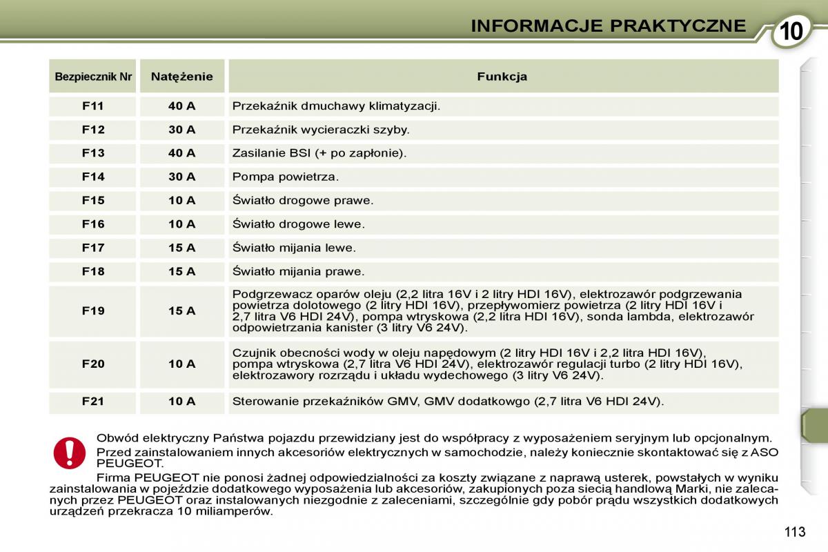 Peugeot 607 instrukcja obslugi / page 115