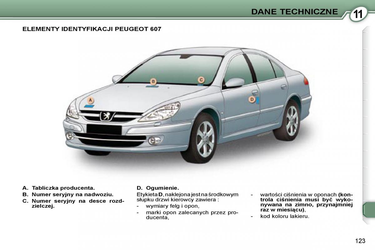 Peugeot 607 instrukcja obslugi / page 125