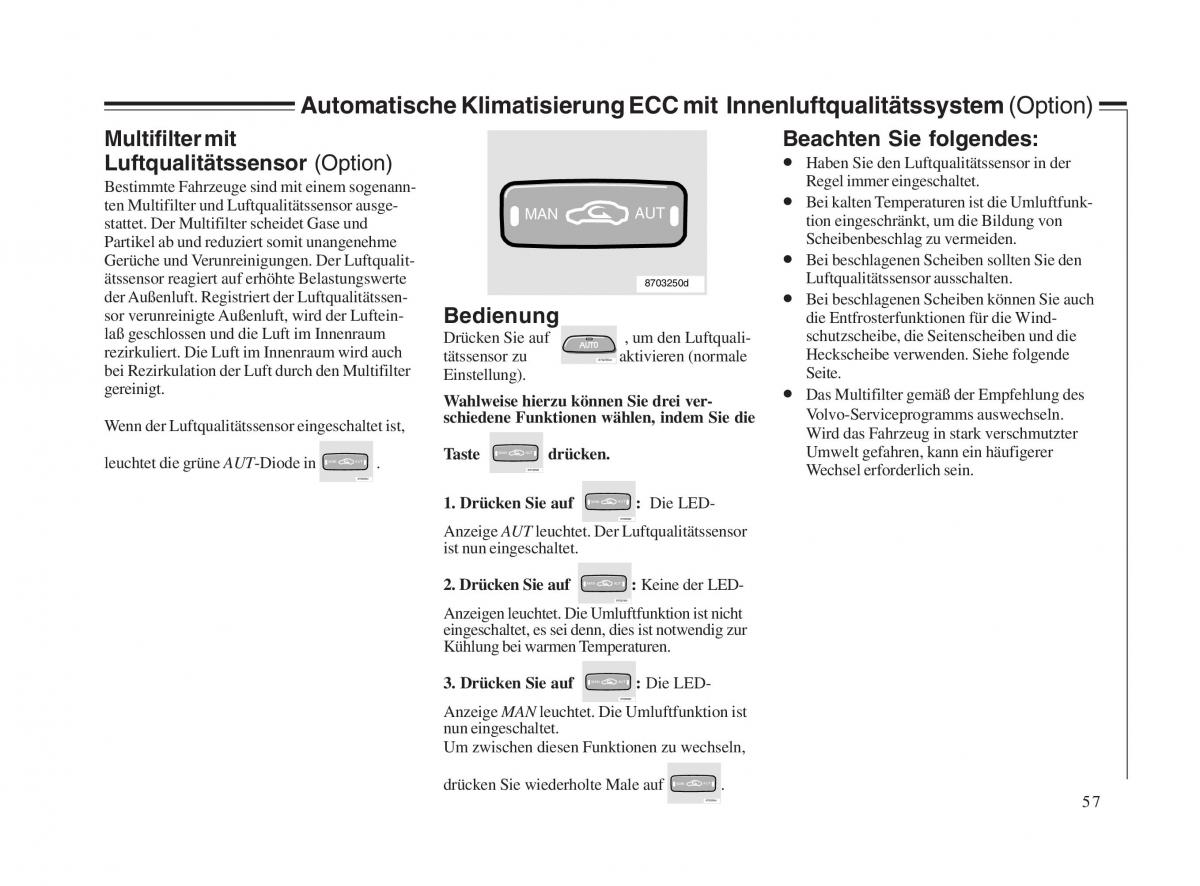 Volvo V70 II 2 Handbuch / page 58