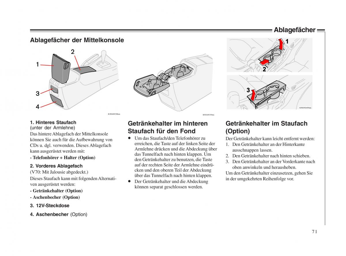 Volvo V70 II 2 Handbuch / page 72