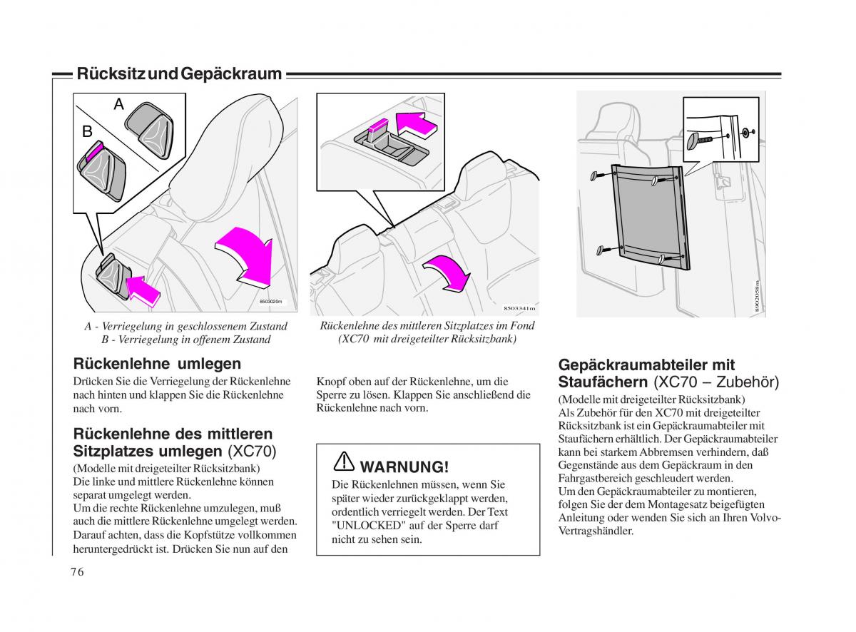 Volvo V70 II 2 Handbuch / page 77