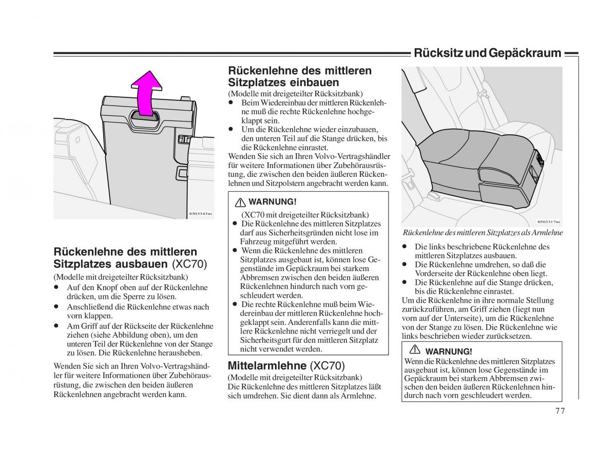 Volvo V70 II 2 Handbuch / page 78