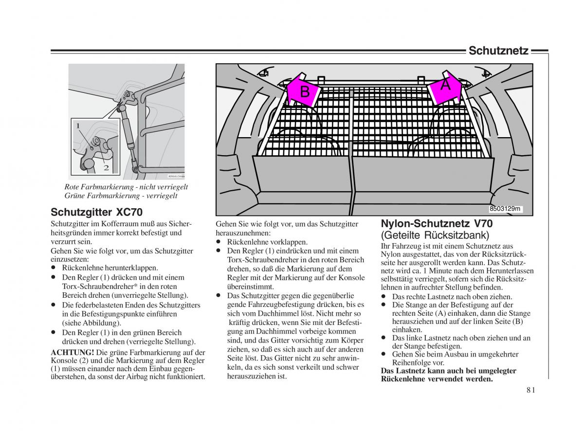 Volvo V70 II 2 Handbuch / page 82