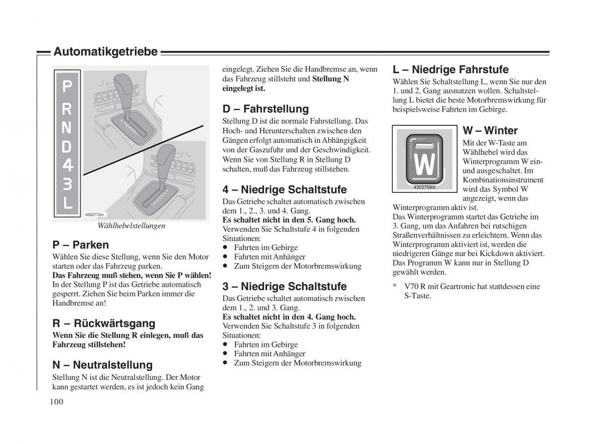 Volvo V70 II 2 Handbuch / page 101