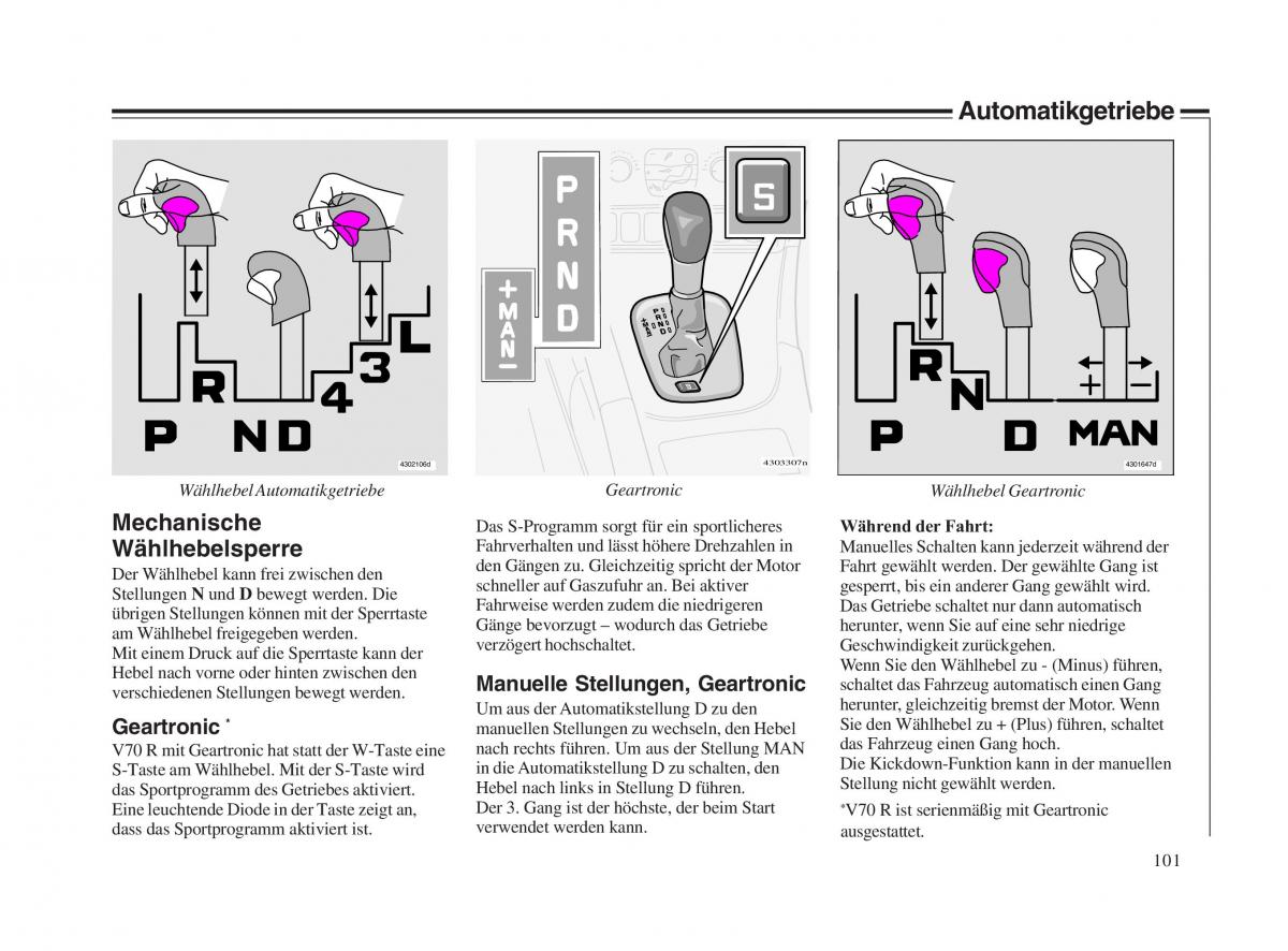 Volvo V70 II 2 Handbuch / page 102