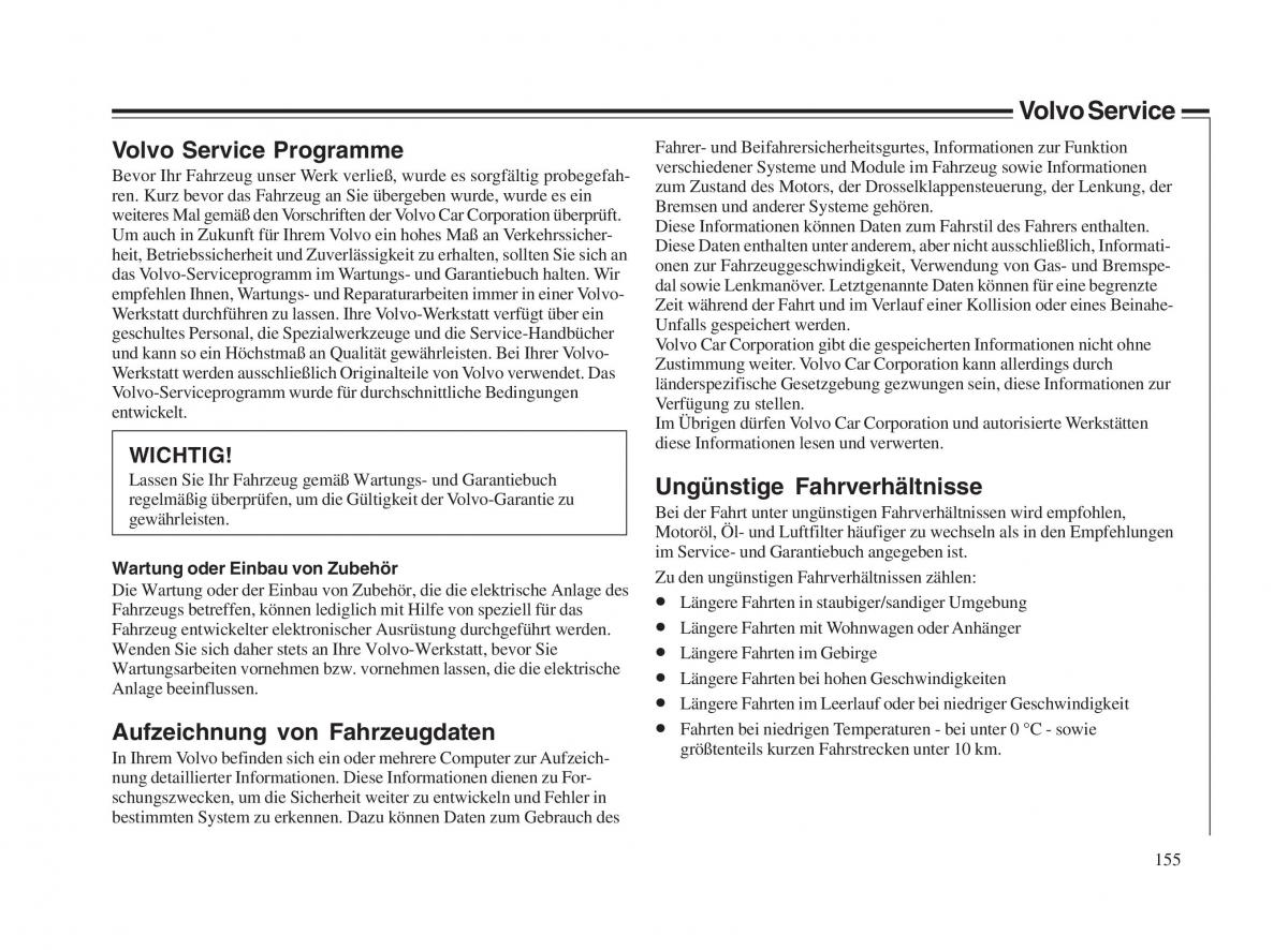 Volvo V70 II 2 Handbuch / page 156