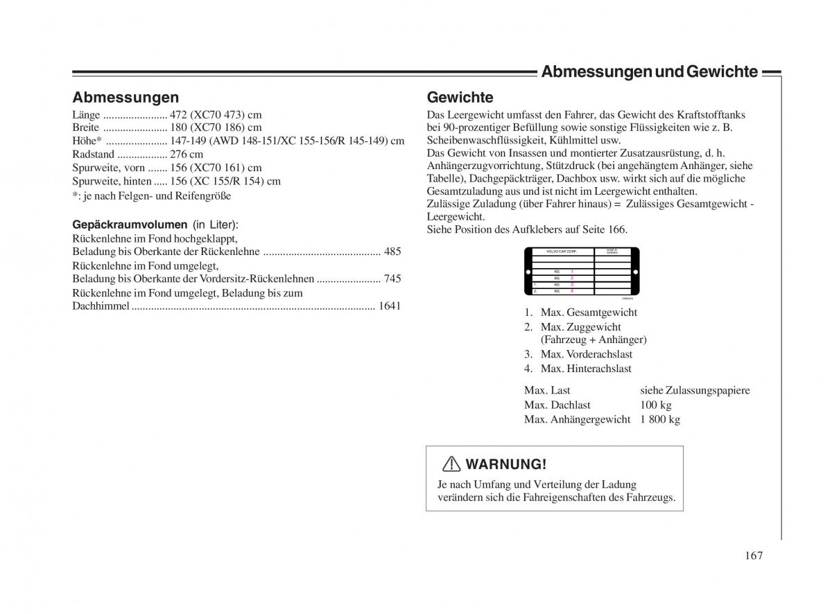 Volvo V70 II 2 Handbuch / page 168