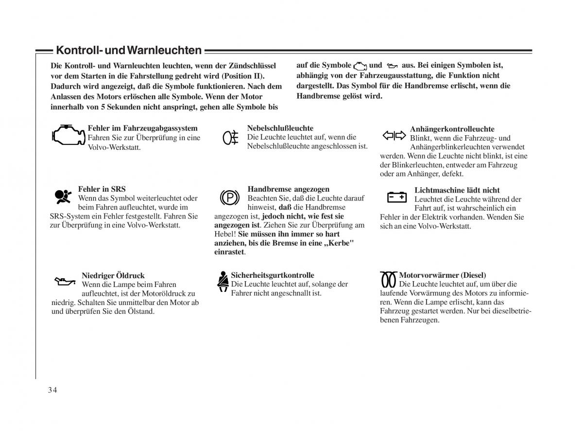 Volvo V70 II 2 Handbuch / page 35