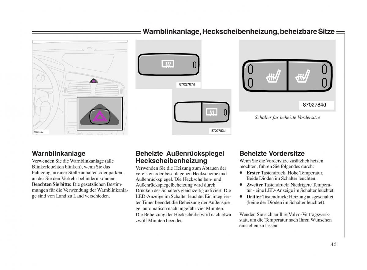 Volvo V70 II 2 Handbuch / page 46