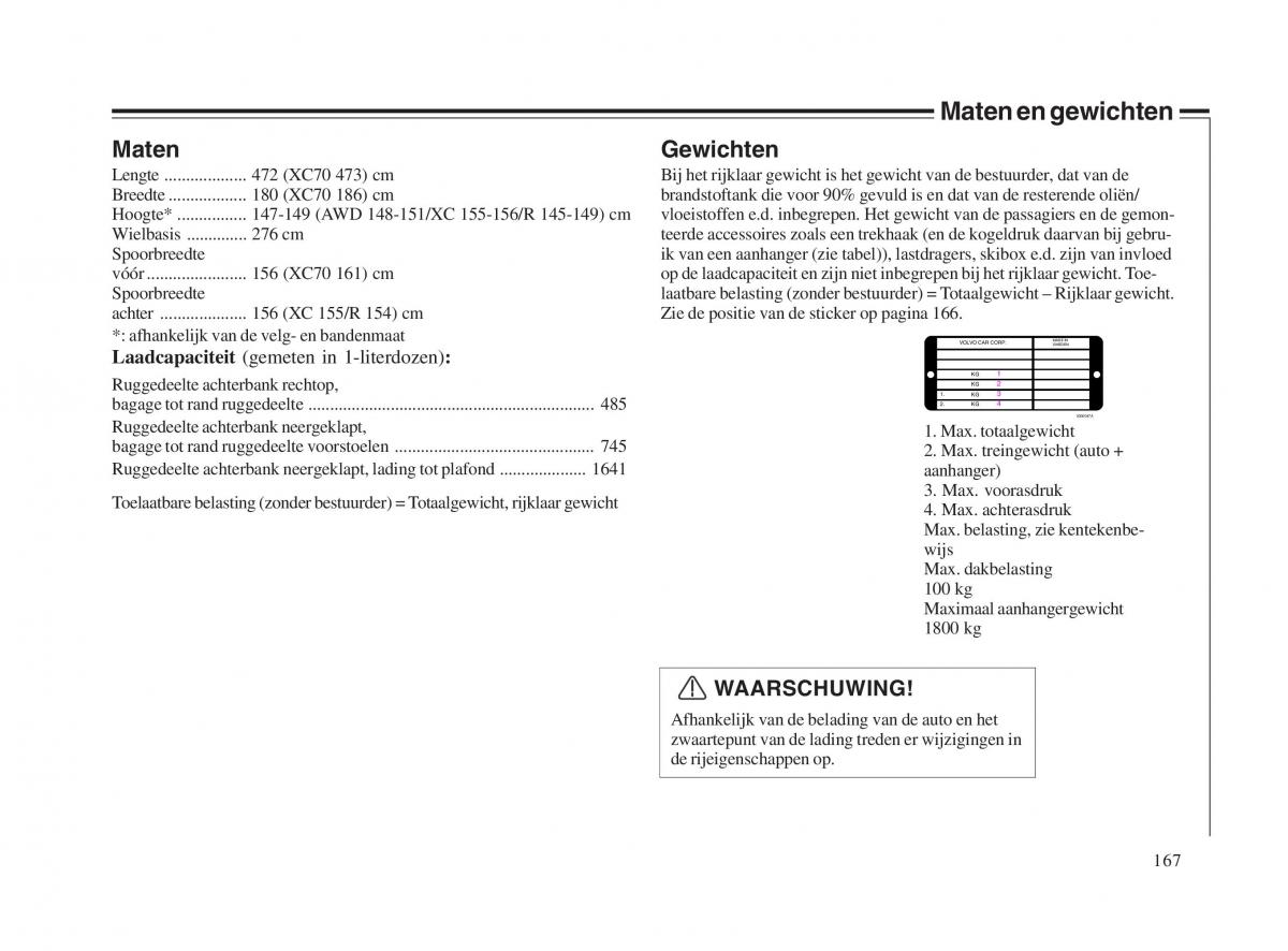 Volvo V70 II 2 handleiding / page 168