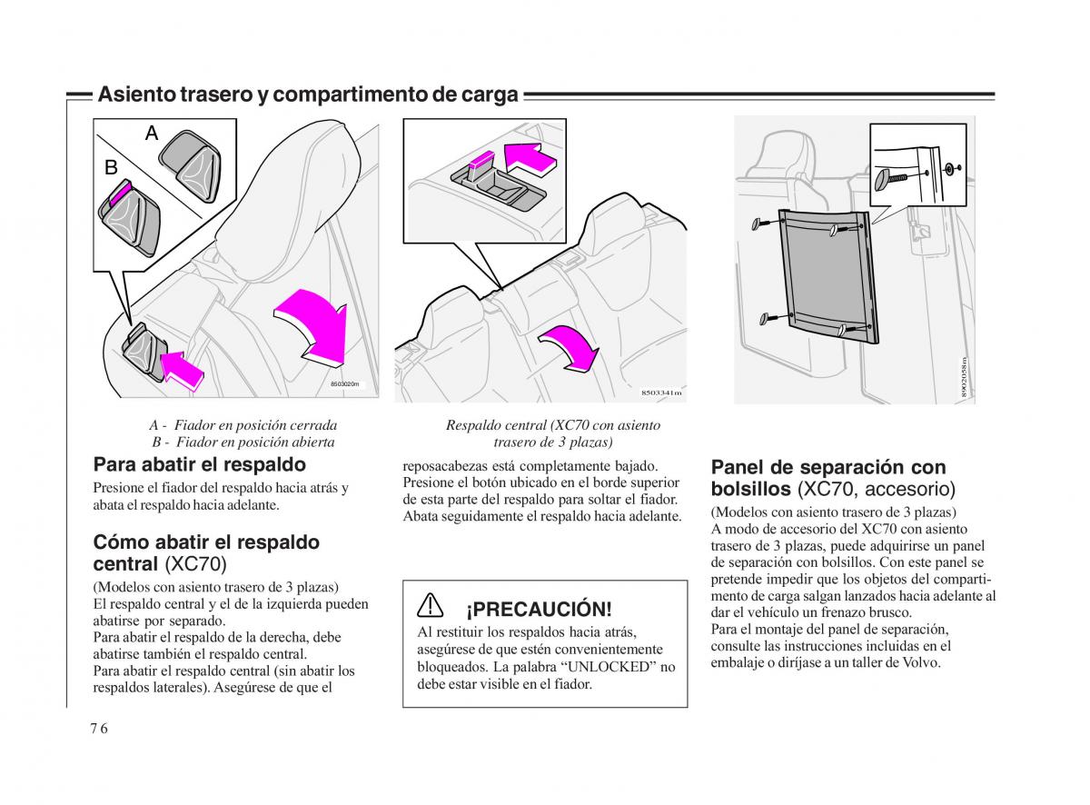 Volvo V70 II 2 manual del propietario / page 77