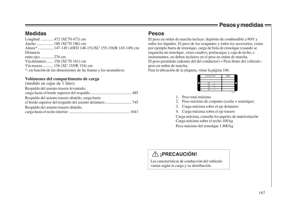 Volvo V70 II 2 manual del propietario / page 168