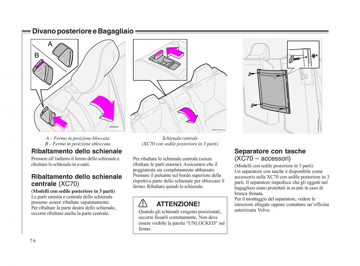 Volvo V70 II 2 manuale del proprietario / page 77